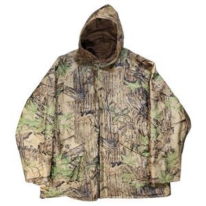 STEARNS Jacket Mens XXL Green Camo Quilted Hooded Full-Zip Hunting Outdoor 8301